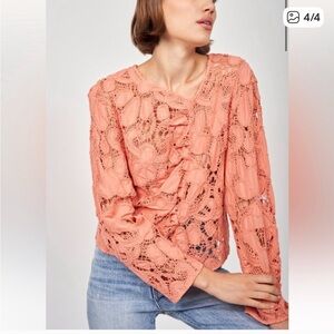 New Joie Leith cotton lace boho blouse in dusty blooming dahlia